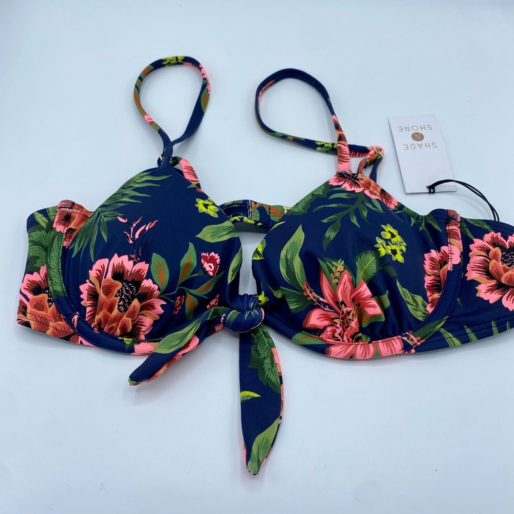 Shade & Shore Blue and Pink Balconette Bikini Top